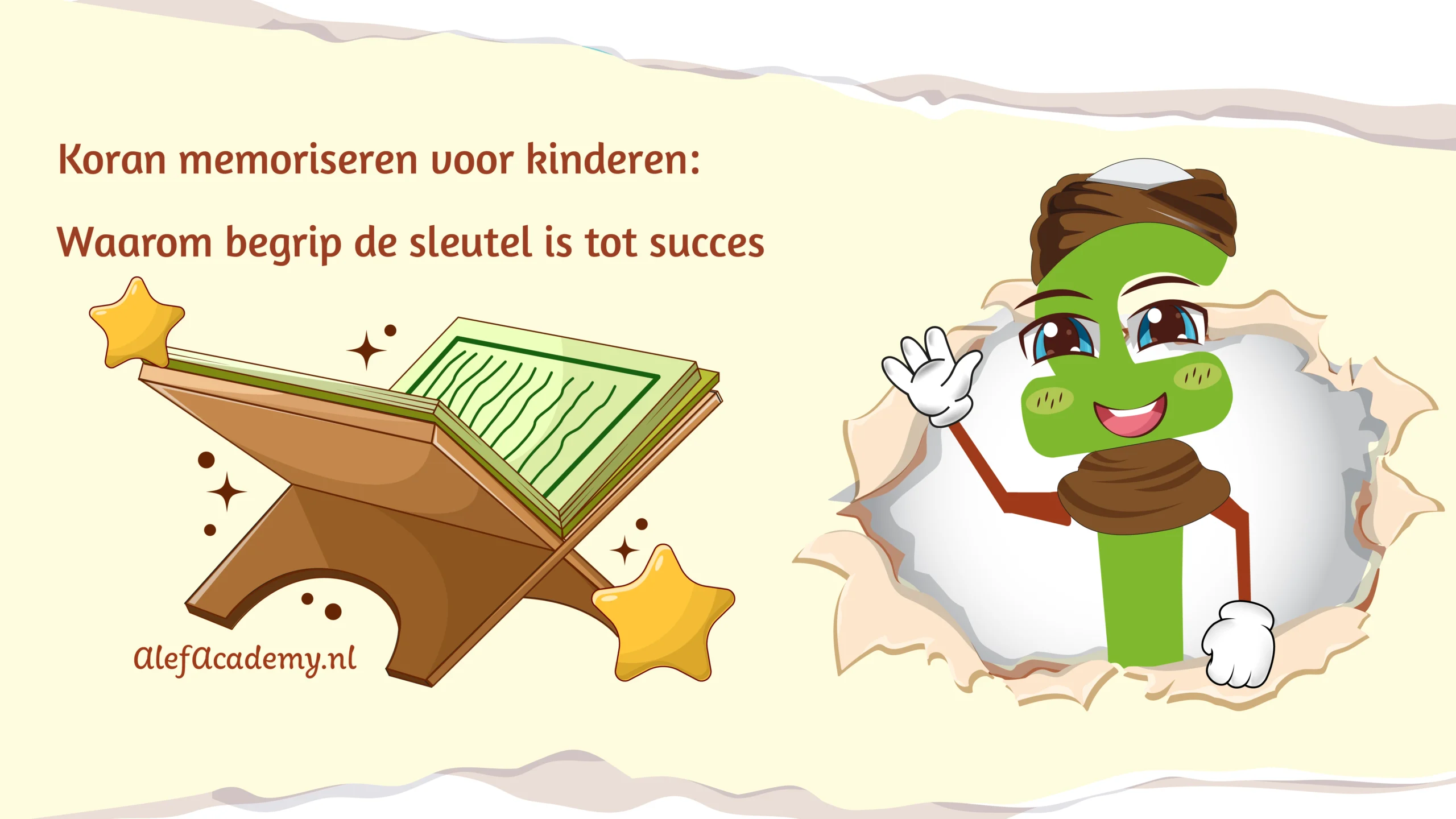 Alef staat klaar om Koran memoriseren les aan de kinderen geven